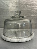 Marble glass dome cheese plate