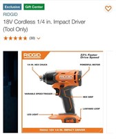 RIDGID 18V Cordless 1/4 in. Impact  (Tool Only)