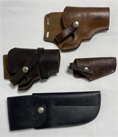 (BG) Lot of Holsters, (3) Gun & (1) Knife,