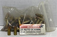 (BG) (63) Winchester 25 Auto (6.35mm) Cartridges,