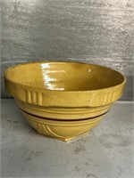 Vintage yellow ware brown stripe bowl