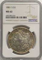 1881-S Morgan Silver Dollar NGC MS-62