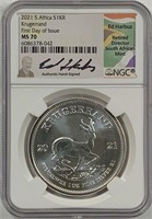 2021 S. Africa Krugerrand NGC MS-70 Signed