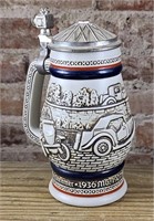 Beer Stein: History Of Automobiles, porcelain.