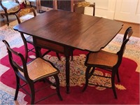Antique Drop Leaf Two Tone Table & Four Chairs