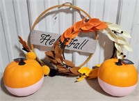 (BK) Fall Decorations Plastic Pumpkins & Hanging