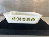 Fire king  Meadow Green Floral Loaf Pan