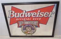 Framed Budweiser 50th Anniversary Nascar beer