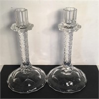 PAIR CZECHOSLOVAKIAN GLASS CANDLESTICKS