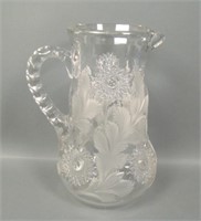 M'Burg Crystal Frosted Hobstar & Feather Pitcher