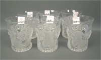 6 M'Burg Crytal Frosted Hobstar & Feather Tumblers