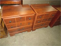 (2X) CHERRY FINISH 2 DRAWER END TABLES
