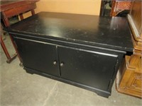 SOLID WOOD BLACK PAINTED 2 DRAWER CABINET