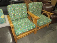 PAIR OF BAMBOO STYLE PADDED PATIO CHAIRS