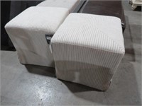PAIR OF THRESHOLD PADDED FOOT OTTOMANS