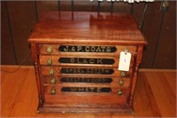 Antique Wood Spool Cabinet
