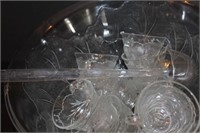 Glass Punch Bowl, Cups, Ladle