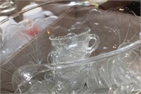 Glass Punch Bowl, Cups, Ladle