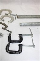 2 Metal Wood Clamps & 7 "C" Clamps 2 & 2 1/4"