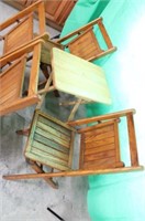 4 Wooden Folding Chairs & 1 Wooden TV Tray