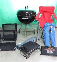 Weber BBQ Grill, 4 Bag Chairs & 2 Stadium Chairs