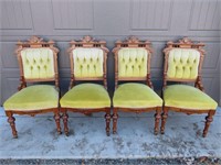4 Eastlake Pagoda Style Wooden Chairs ~ Great Cond