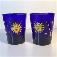 2 LIBBEY CELESTIAL COBALT BLUE TUMBLERS