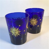 2 LIBBEY CELESTIAL COBALT BLUE TUMBLERS