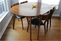 MCM-Style COASTER Walnut Table and Chairs