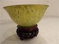 Spinach Jade bowl on stand