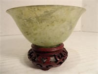 Carved Jade Bowl on stand