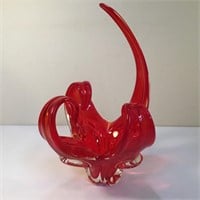 CHALET GLASS CENTREPIECE BOWL RED CANADA