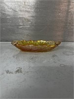 marigold carnival glass relish dish lily
