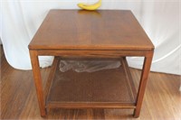 Solid Walnut & Cane Square Side Table