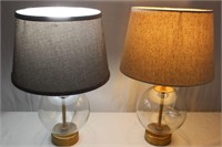 Pair Small Clear Bubble Glass Table Lamps