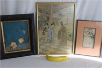 Three Asian-Inspired Framed Art Pieces