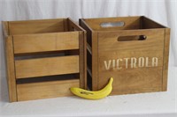 Wooden Victrola Record Boxes