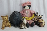 Black Cat Doll, Gold Cat, Fat Cat, Ceramic Cats+++