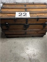 Wooden and metal chest - 22"T x 34"W x 19"D -
