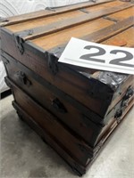 Wooden and metal chest - 22"T x 34"W x 19"D -