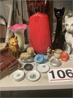Assortment of decor - cats - candle and ceramic,