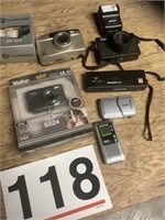 Assortment of cameras, voice recorder, etc