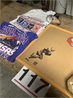 Chiefs corkboard, 2 KU t-shirts - lg & med,