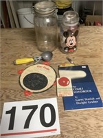 Stargazer guide, Coca-cola knife, Mickey jar and