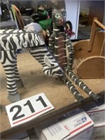 Wooden zebra-needs repair, cat, cat basket and