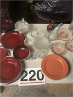 Large assortment of dishes - ruby, hobnail, cut