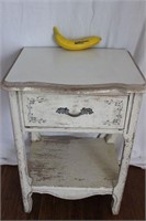 Weathered Stenciled White Nightstand