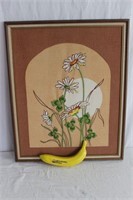Framed MCM Embroidered Daisies