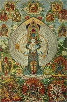 Embroidered Tibetan Silk -Thangka Buddha 24" x 36"