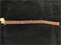 Three Row Garnet Sterling Bracelet